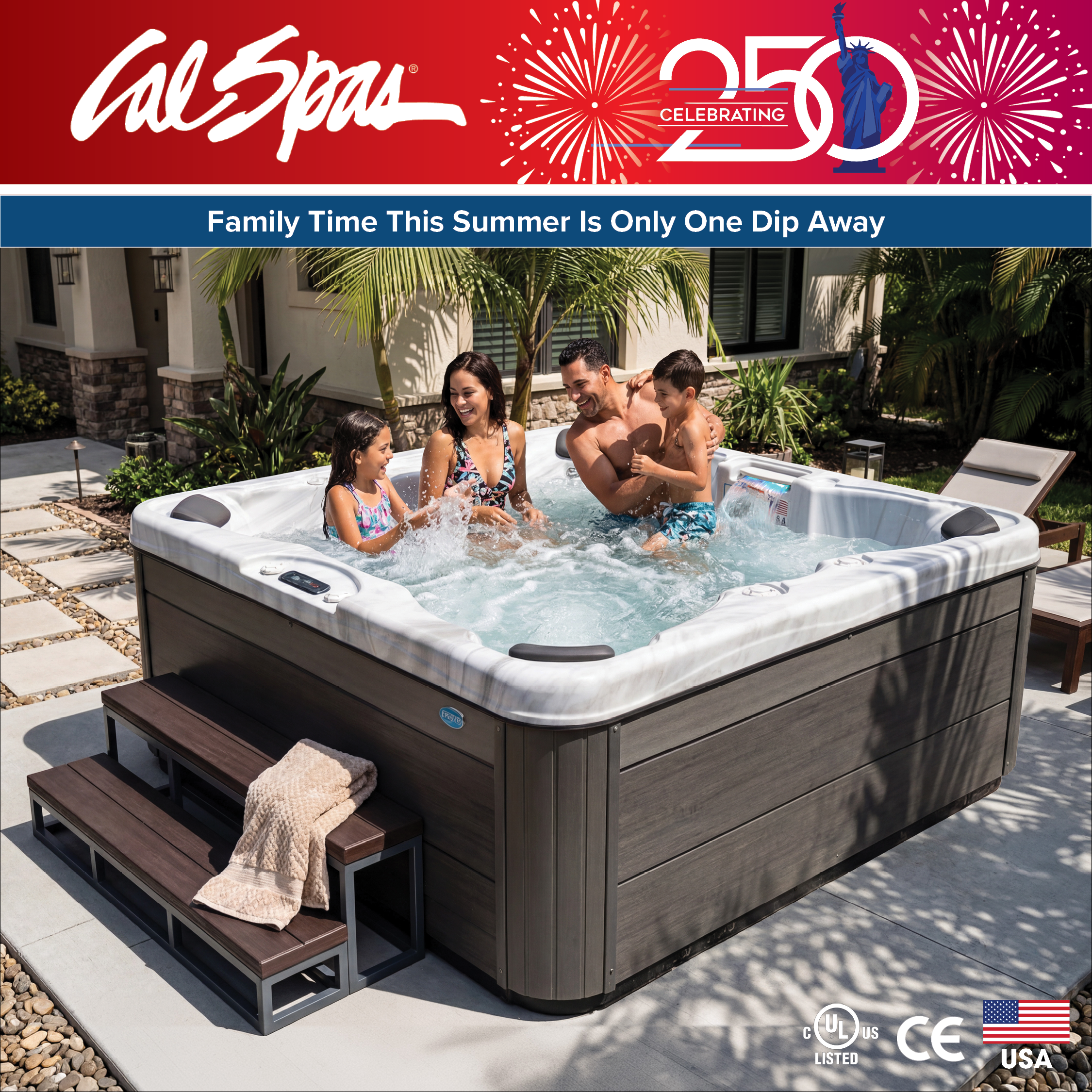 Calspas hot tub being used in a family setting - Overland Park